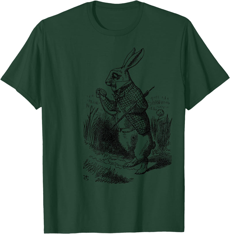 Cute Rabbit Lover Bunny Graphic T-Shirt (Slate Grey) in Dark Green
