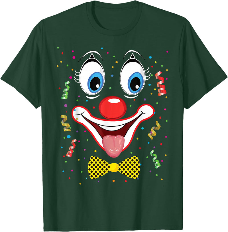 Clown Costume Carnival Halloween Birthday Party Carnival Clown Face Circus Costume Kids Men Women Carnivals T-Shirt - Dark