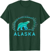 Funny Polar Bear Alaska Day Northern Light Gift Alaska Polar Bear with Polar Lights and Stars T-Shirt - Dark Green