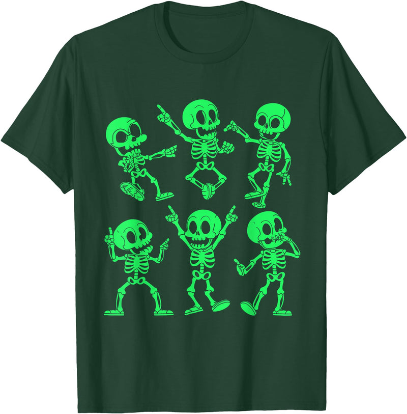 Dancing Skeletons by AlphaONE Dancing Skeletons Dance Challenge Girl Boys Kids Halloween T-Shirt - Dark Green