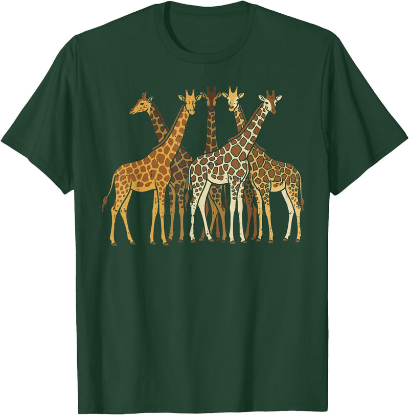 Safari Wildlife Shirts Men Women Kids Safari Giraffes Herd Wildlife African Jungle Men Women Kids T-Shirt - Dark Green