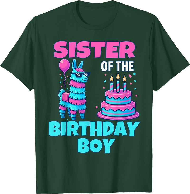 gaming gamer Birthday Llama Pinata Family Apparel Sister Birthday Boy Llama Pinata Party family mathing women T-Shirt - Dark Green