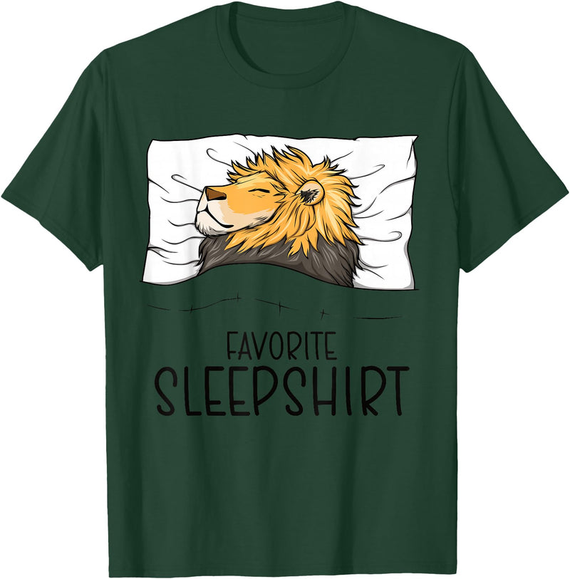 Sleeping & Napping Shirt Gifts For Nap Lovers Favorite Sleepshirt Lion, Napping Lion Pajama T-Shirt - Dark Green