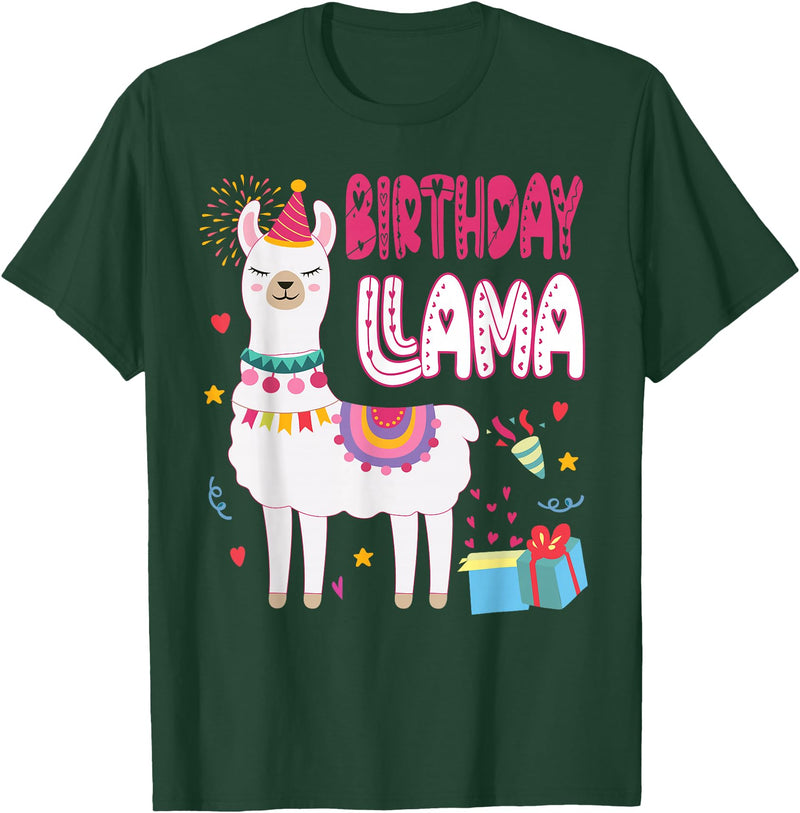 Family Matching Llama Birthday Party Supplies Birthday Llama Girl Birthday Party Llama Birthday Theme T-Shirt - Dark Green