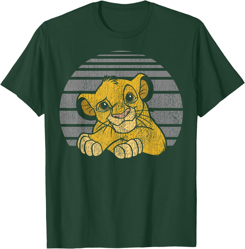 Disney Lion King Young Simba Distressed Stripes T-Shirt - Dark Green