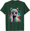 Funny Llama Lover Graphics Funny Llama Alpaca with Sunglasses Animal Graphic T-Shirt - Dark Green