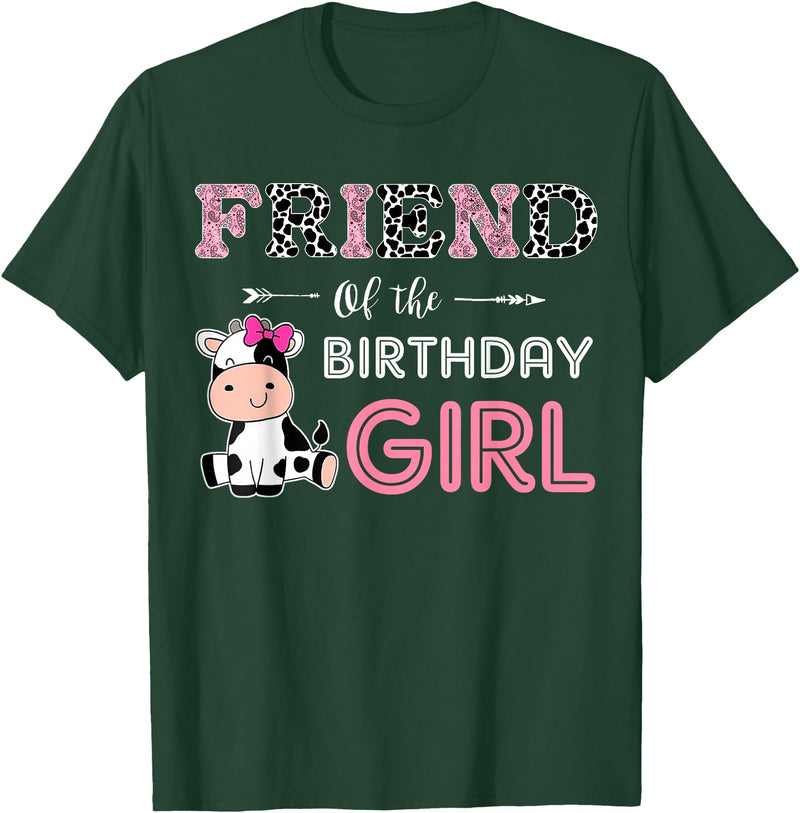 Cow Birthday Cow Lover Gifts For Family Men Woman Friend of The Birthday Girl Farm Cow Friend Matching Family T-Shirt - Dark