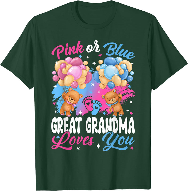 Bears Pink Or Blue Gender Reveal Bears Pink Or Blue Great Grandma Loves You Gender Reveal T-Shirt - Dark Green