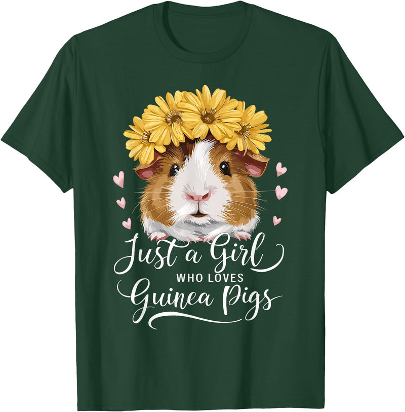 Cute Guinea Pig Lover Guinea Pig Lover Funny Just A Girl Who Loves Guinea Pigs T-Shirt - Dark Green