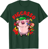 Just Pigs Please NYC Pigcasso Funny Pig Painter Painting Artist Art Lover Piggy T-Shirt - Dark Green