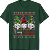 Xmas Lights Gnomes Holiday Graphics Merry Christmas Leopard Buffalo Red Plaid for Men Women T-Shirt - Dark Green