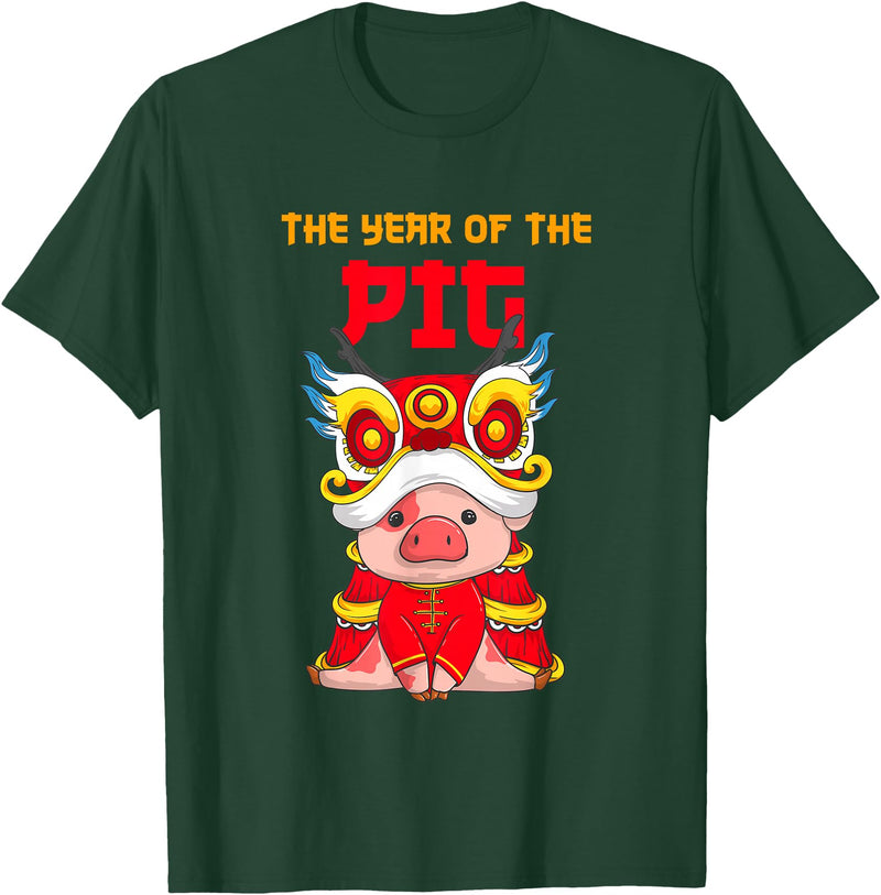 The Year Of The Pig 2031 Chinese Lunar New Year Year Of The Pig 2031 Chinese New Year Zodiac Sign Kids T-Shirt - Dark Green