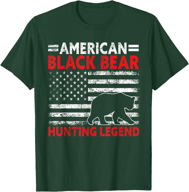 Funny Black Bear Hunting Gear Gifts For Men Hunter American Black Bear Hunting Legend USA Black Bear Hunting T-Shirt - Dark Green