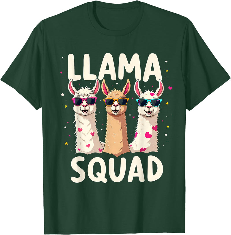 Funny Llama Alpaca Animal Lover Gifts Clothing Llama Squad T-Shirt - Dark Green