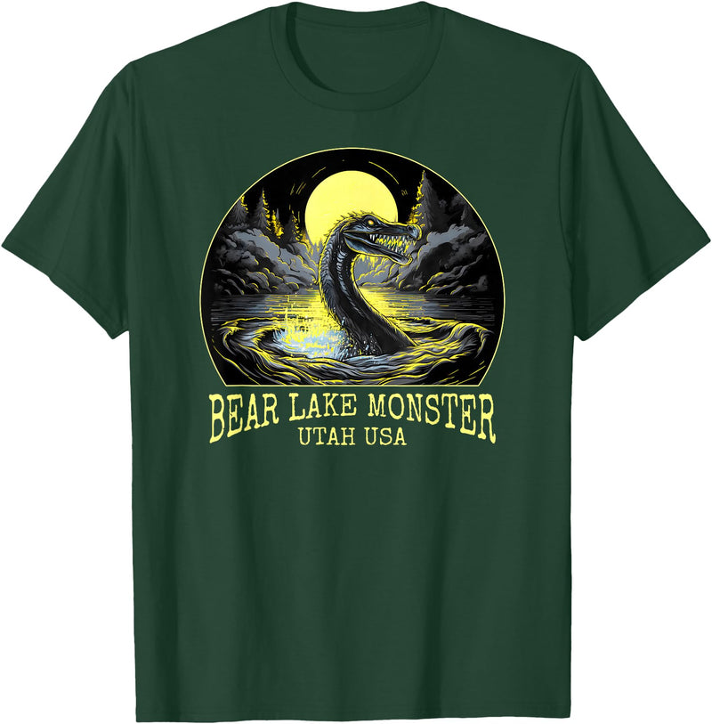 FunWearVm The Bear Lake Monster Cryptid Utah USA Cryptozoology T-Shirt - Dark Green