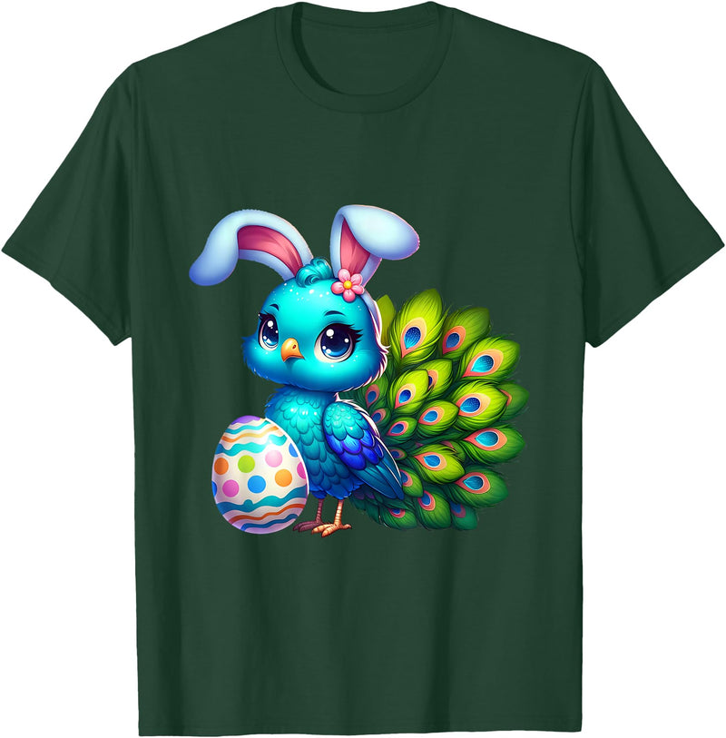 Funny Easter Peacock Lover Egg Eggs Bunny Rabbit Men Women T-Shirt in Dark Green