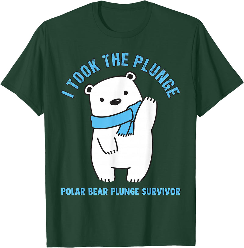 Polar Bear Plunge Survivor Polar Plunge Polar Bear I Took The Plunge Survivor T-Shirt - Dark Green