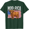 Funny Scottish Highland Cow 4th of July Scottish Highland Cow 4th of July Independence Day Moo-rica T-Shirt - Dark Green
