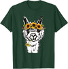 Funny Llama Alpaca Animal Lover Women's Floral Llama Alpaca Funny Graphics T-Shirt - Dark Green