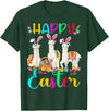 Happy Easter Three Llama Wearing Bunny Ear Happy Easter Llama Lover Three Llama Wearing Bunny Ear T-Shirt - Dark Green