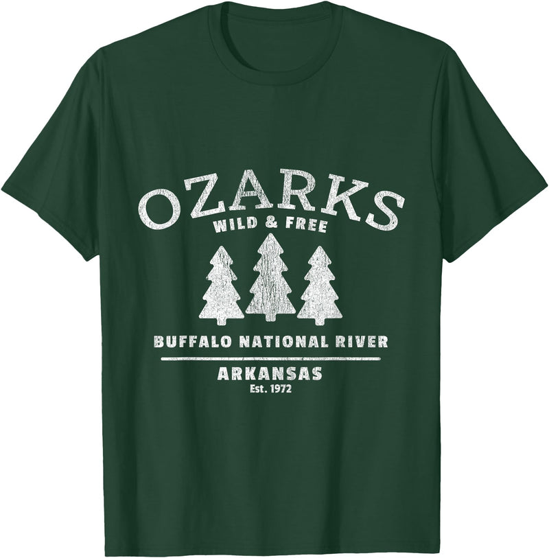 Arkansas Wilderness Designs and Gifts Buffalo National River - Arkansas - Ozark Mountains T-Shirt - Dark Green