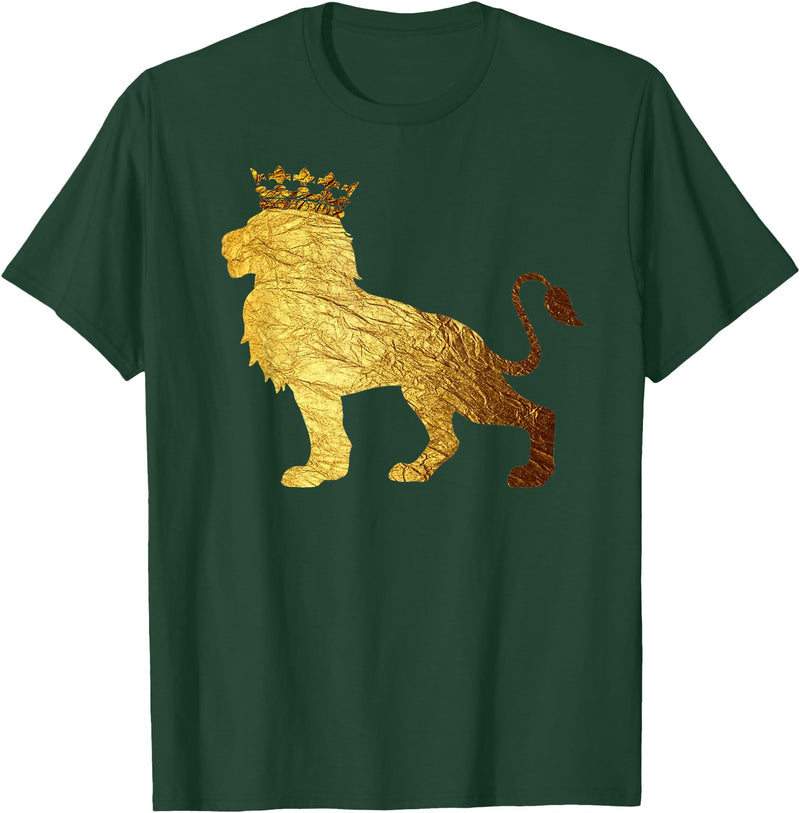 King Lion Shirts 365 King of the Jungle Crown King Lion for Men & Boys Cool Lion T-Shirt - Dark Green