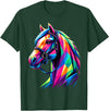 Funny Horse Lover Colorful Horse Pop Art Cute Horses T-Shirt - Dark Green
