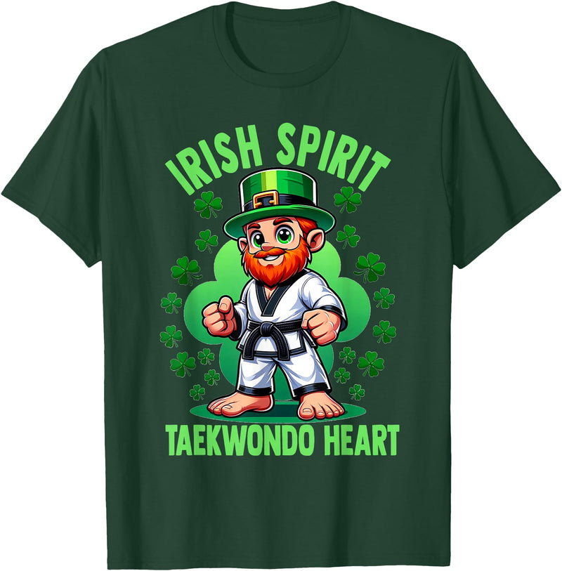 Buffalo Taekwondo Karate and Martial Arts Tees St Patricks Day Martial Arts Irish Spirit Taekwondo Heart T-Shirt - Dark Green