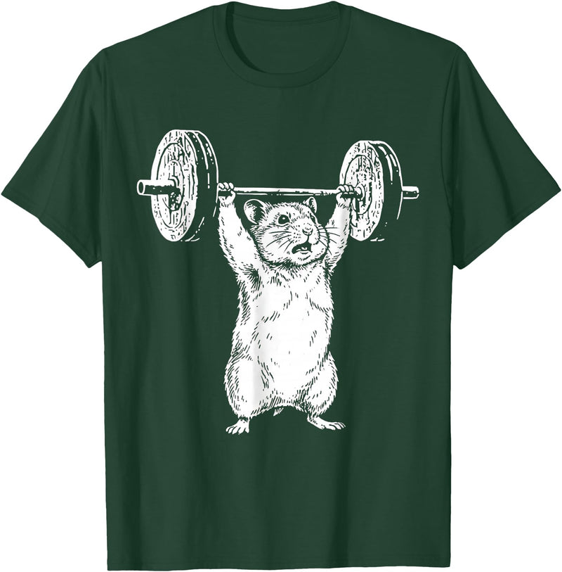 Vintage Rat Retro Weight Lifting Gym Hamster Deadlift Funny T-Shirt - Dark Green