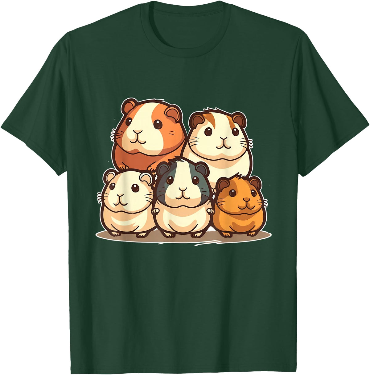 Best & Fun Guinea PIg Designs Cute, Kawaii Guinea Pig Family T-Shirt - Dark Green