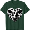 Humorous Gifts for Cow Farmer Cow Print Heart Cow Farmer Girl T-Shirt - Dark Green
