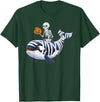 Orca Skeleton Halloween Whale Apparel Co. Skeleton Riding Mummy Orca Halloween Candy Whale T-Shirt - Dark Green
