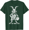 The Creepy White Rabbit in Wonderland Horror Fantasy Art T-Shirt in Dark Green