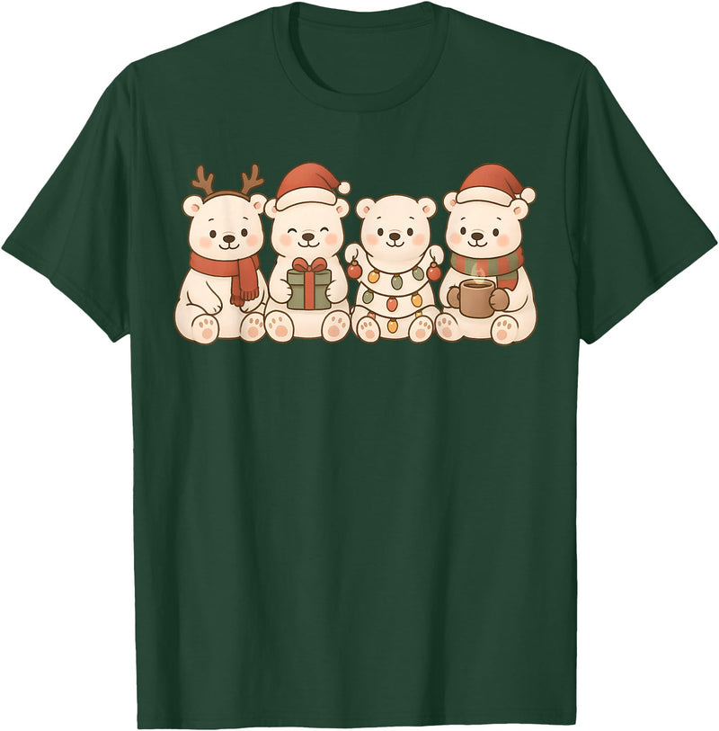 Christmas Holiday Co. Polar Bears Kids Boys Girls Christmas Polar Bears T-Shirt - Dark Green