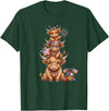 Funny 4th Of July Highland Cow Apparel Cute Highland Cow 4th of July Patriotic American Flag T-Shirt - Dark Green