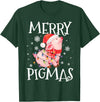 Christmas Funny Gifts Merry Pigmas Funny Pig Christmas Lights Tree Xmas Funny T-Shirt - Dark Green