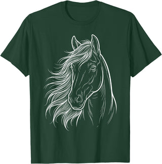 Elegant Horse Silhouette tee for Horse Lovers Cute & Elegant Horse Silhouette Art for Horse Lovers T-Shirt - Dark Green
