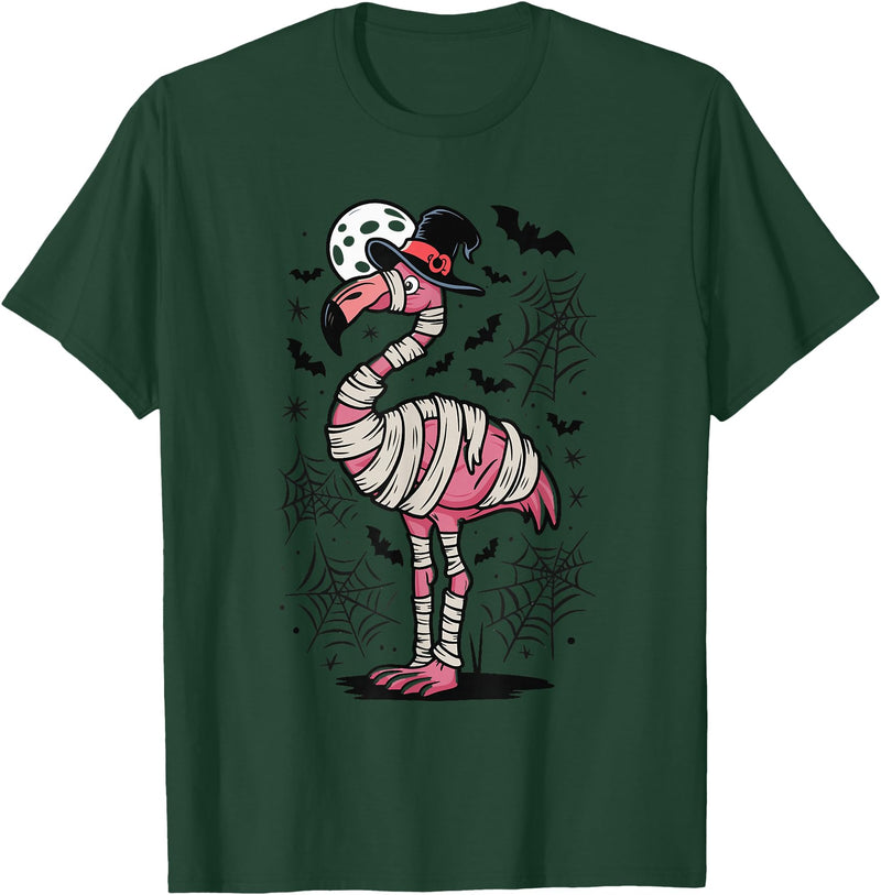 Flamingo Halloween Costume Mummy Spooky Flamingo Mummy T-Shirt - Dark Green