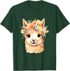 Alpaca and llama with flowers Designs Alpaca with Flowers, Cute Alpaca and Llama T-Shirt - Dark Green