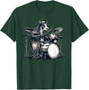 Cute Cow Playing Drums Cow Lover Apparel Cute Cow Playing Drums Cows Drummer Music T-Shirt - Dark Green