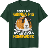 Sorry My Guinea Pig Ate My Homework Funny Pet Rodent Hamster T-Shirt - Dark Green