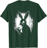 Scary Goth Rabbit, Horror Rabbit, Weirdcore Rabbit T-Shirt in Dark Green