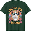 Guinea Pig Rodents Lover Mom Mother'S Day Guinea Pig Mama Floral Vintage 60s 70s Sunglasses T-Shirt - Dark Green