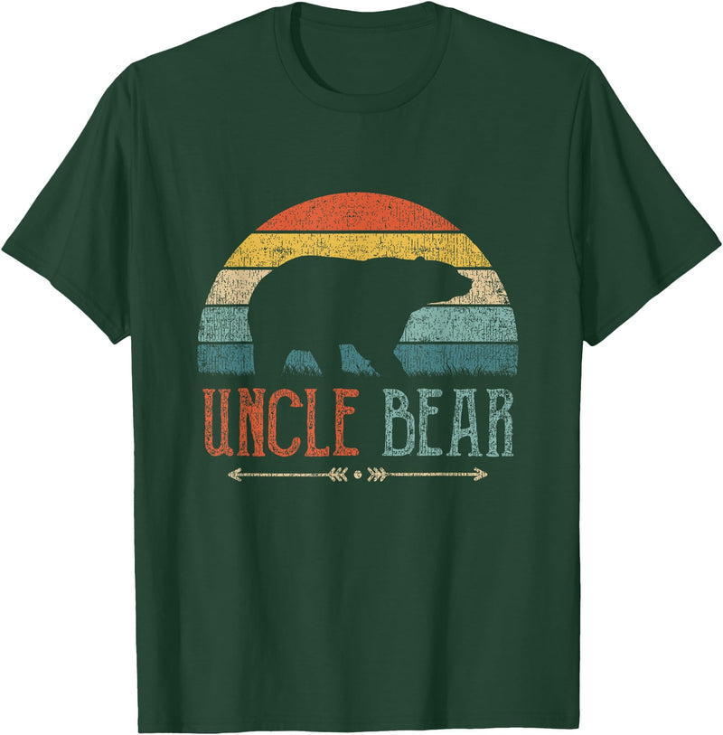 Cute Bear Family Matching Shirts & Gifts Uncle Bear Funny Gift Retro Vintage Uncle Bear T-Shirt - Dark Green