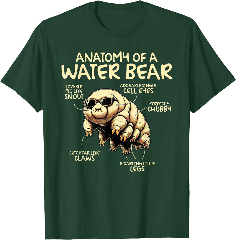 Tardigrade Water Bear Co Anatomy Of A Water Bear Funny Tardigrade T-Shirt - Dark Green