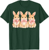 Retro Bunny Coquette Bow Rabbit Easter Women Teen Girls T-Shirt in Dark Green