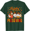 Happy Pigsgiving Cute Thanksgiving Guinea Pig Pet Happy Pigsgiving Cute Thanksgiving Guinea Pig Pilgrim Hat T-Shirt - Dark Green