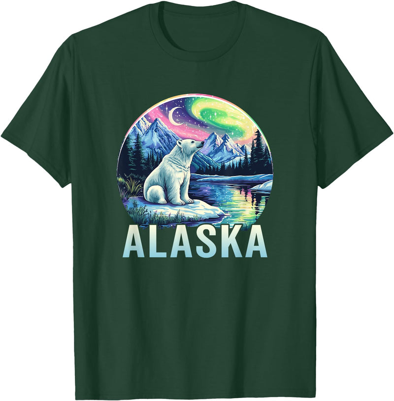 Alaska Cruise Trip Alaska Northern Lights Aurora Viewing Vacation Alaska Trip T-Shirt - Dark Green