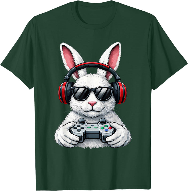 Funny Gaming Game Rabbit Easter Men Boy Toddler Kid T-Shirt in Dark Green