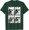 Funny Animal Photography Clothing Co. Baby Polar Bears with Sunglasses Cute Bear Cubs Photo Booth T-Shirt - Dark Green